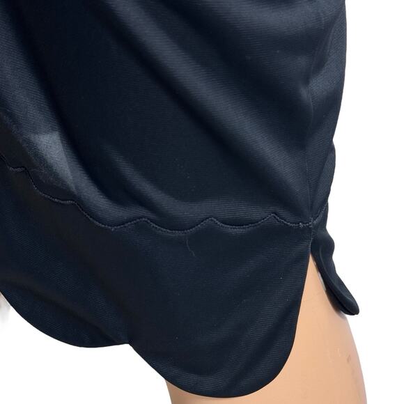 Vintage Slip Skirt Womens M Black Scalloped Shadow Panel Nylon Tricot Whimsigoth - Picture 6 of 10